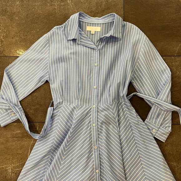 Zara Blue Striped Shirt Dress size 13/14 like new! - Picture 6 of 7